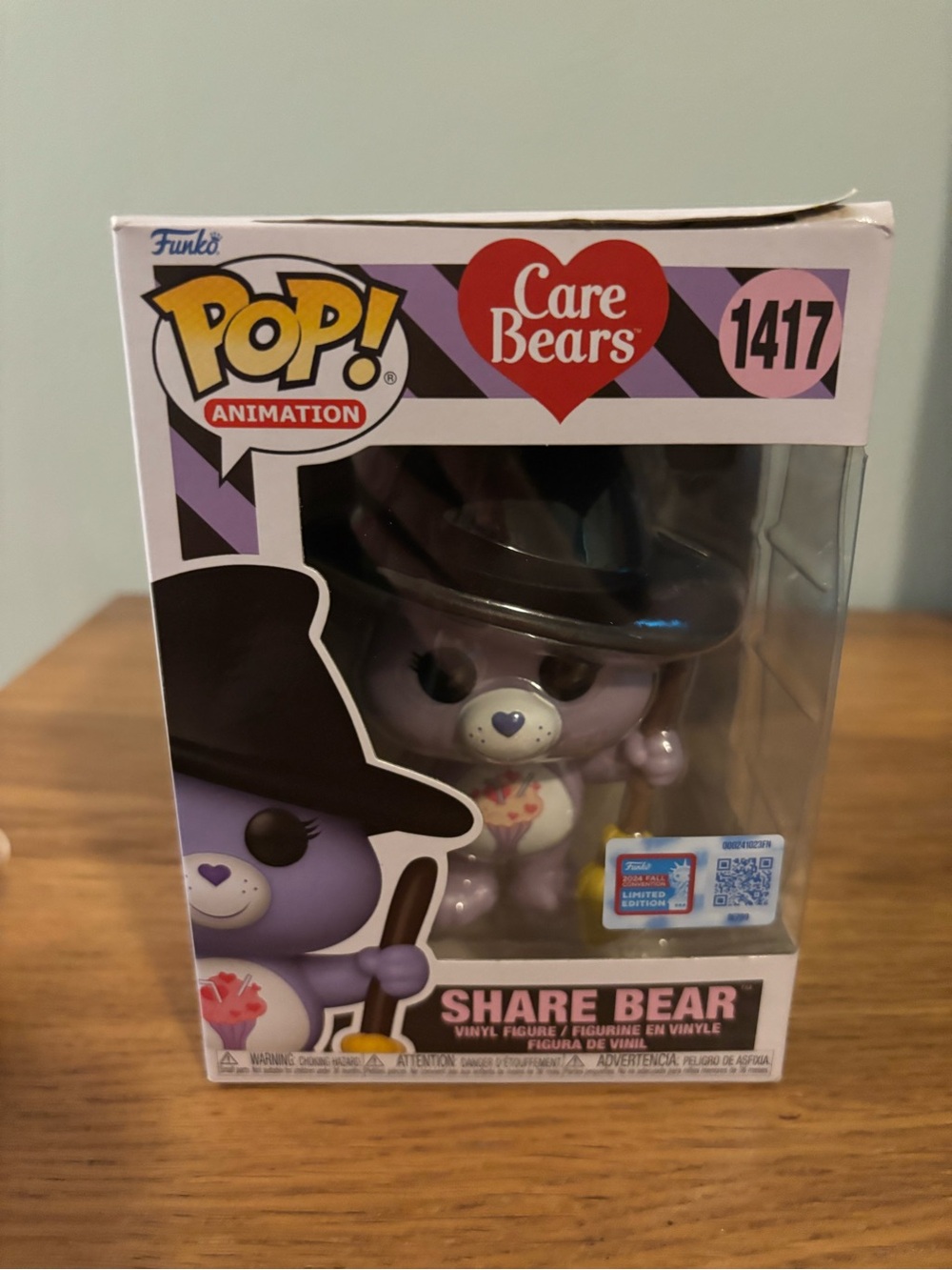 Funko Pop! Animation Care Bears Witch Share Bear (#1417), 2024 box has a slit